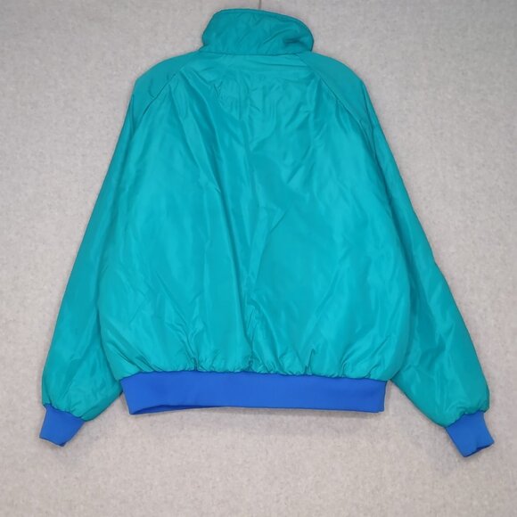 Columbia Jacket Men's Size XL Blue Teal Reversible Nylon Bomber Radial 80s VNTG - Picture 8 of 11
